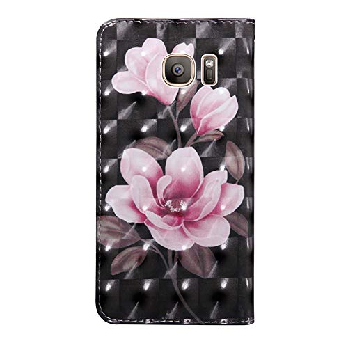 Qivstars Samsung Galaxy S7 Edge Preium Cute 3D Pu Leather Phone Case Luxury Wallet Protector Magnetic Folio Flip Protective Phone Case For Samsung Galaxy S7 Edge Three Flower Bx thumb #2