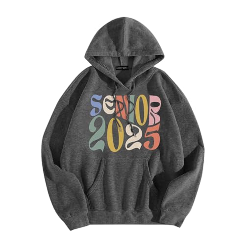 Generisch Sudadera con capucha casual con cuello redondo bolsillo para la temporada senior 2025 para mujer cárdigans largos para mujer, gris, XL