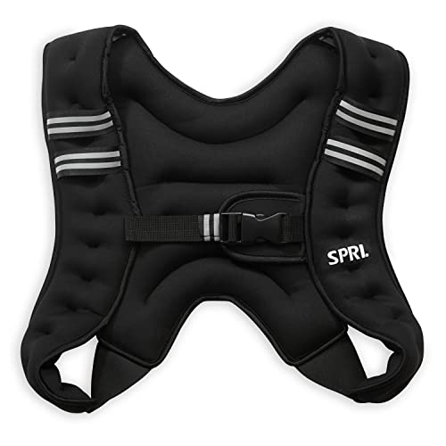 SPRI 12 lb Weighted Vest for Women and Men - Adjustable Weight Vest for Running, Strength Training, Endurance, and General Fitness - Adjustable Front Buckle and Reflective Detailing