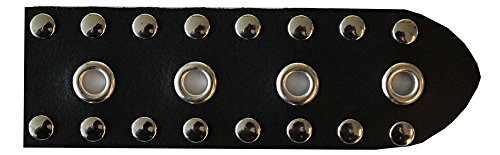 Vera Belle Black Leather Belt with Eyelets and Rivets - Made in Italy3