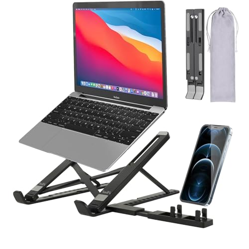 Image of SOOPII Laptop Stand + Detachable Mobile Stand, Computer Stand, Ergonomic ABS Laptop Stand /Riser for Desk, with Heat-Vent Design, Compatible with Mac Book, Air, Pro, Dell XPS, Alien Ware, All Laptops
