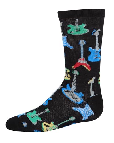 MeMoi Boys' Guitar Rayon from Rayan Blend Crew Socks