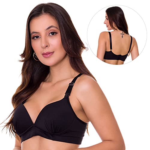 KIT 2 Sutiãs Amamentação Gestante Lingerie Pós Parto Estilo Sedutor - V163 (GG, PRETO/BEGE)