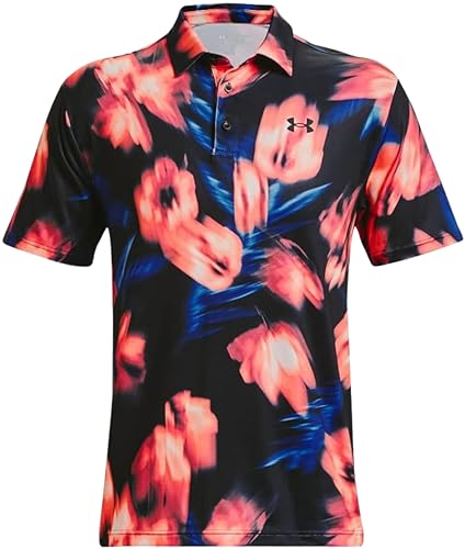 Image of Under Armour Men's UA Playoff 2.0 Printed Polo Shirts for Men Adult, Black/Radio Red/Blue 002, XL Shirts