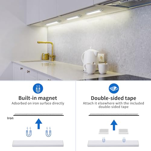 OUILA Luz de Armario con Sensor Movimiento 20.5CM Recargable Luz Nocturna,6000K Regulable Lampara LED Adhesiva para Gabinete, Pasillo, Escalera, Sótano, Cocina, Garaje- 3Packs - imagen 6