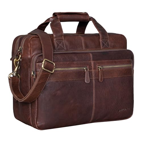 STILORD 'Explorer' Borsa Insegnante in Pelle Uomo Donna - Grande Cartella Vintage in Vera Pelle con Tracolla, Divisori & Scomparto PC - Borsa da Lavoro, Colore:maraska - marrone scuro