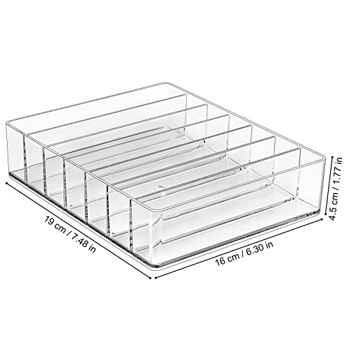 Image of JessLab Makeup Organizer for Eyeshadow Palette and Lipstick, 7-Section Acrylic Divided Cosmetics Storage for Bathroom Vanity Countertop, Transparent, X-Large