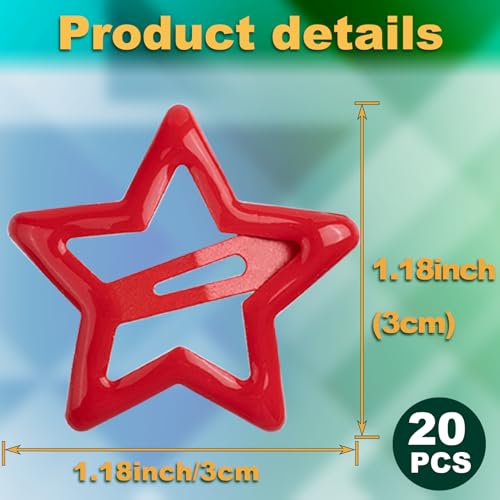 Pinzas de cabello estrella rojas 20 piezas 3 cm miniatura 2