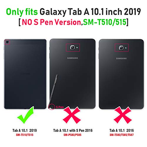Timecity Samsung Galaxy Tab A 10.1 Case,Only Fit (Sm-T510/T515/T517), Full-Body Drop Proof Case With Rotating Hand Strap Stand Screen Protector Pencil Holder For Galaxy Tab A 10.1 - Rose+Black #TOP1