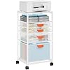 Marbrasse Rolling File Cart with 4 Storage Drawers, Mobile File Cabinet on Lockable Wheels, Hanging Filing Cabinet Organize, Under Desk Utility Cart for Home Office - White