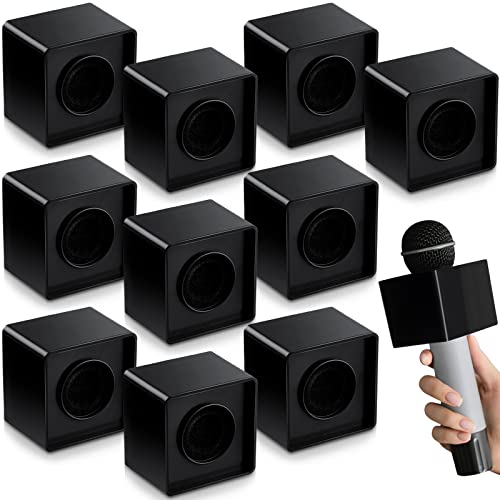 Fiada 10 Pcs Microphone Flag Station Portable Square Cube ABS Foam Mic Flag Logo Studio Equipment...