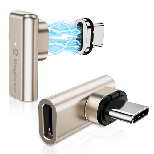 Magtame 2Pack 24Pin 240W Magnetic Right Angle USB C Male to USB C Female Adapter, 40Gbps Type C...