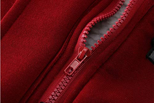 Jiangwu Womens Fashion Horn Button Fleece Thicken Coat With Hood Winter Warm Jacket (X-Large, Wine-Red) #TOP4
