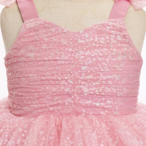 IDOPIP Toddler Baby Girls Sequin Bowknot Tutu Dress Smocked Princess Birthday Party Dresses Pageant Wedding Tulle Gown 1-6T4