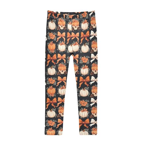 Girls' Athletic Leggings Ankle Length Yoga Dance Pants Kids Teen 4T Floral Bow Pumpkin Skull