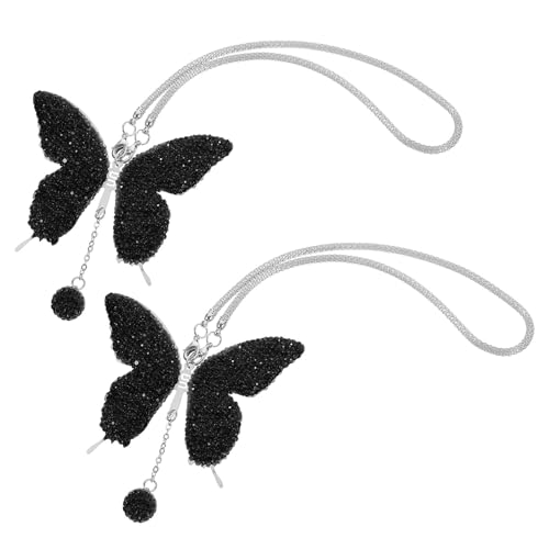 Pendentif miroir voiture strass noir en cristal brillant pour décoration intérieure auto x2
