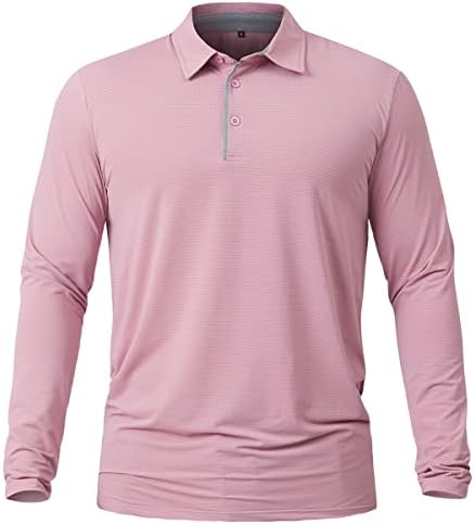 MANSDOUR Men's Lightweight Sports Athletic Polo Shirt Quick Dry Long Sleeve Golf Polo Shirts Outdoor Hiking Running T-Shirt Casual Fishing Gym Workout Tennis Collared Shirts