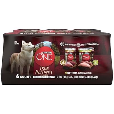 Purina ONE True Instinct Tender Cuts in Gravy with Real Turkey and Venison, and with Real Chicken and Duck High Protein Wet Dog Food Variety Pack - (Pack of 6) 13 Oz. Cans