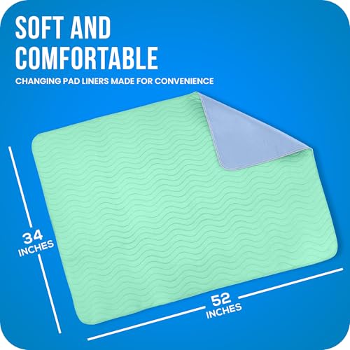 Image of 4 Pack Washable Pee Pads for Dogs 34 inch x 52 inch, Waterproof Dog Training Pads | Reusable Dog Training Pads for Sofa, Incontinence Bed Pads for Adults, Elderly and Kids (Green,Blue) by Utopia Bedding