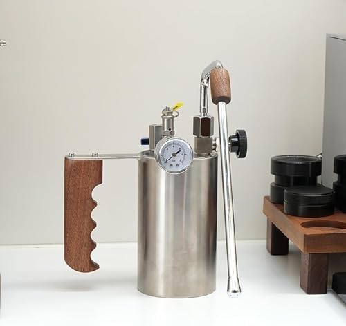 Image of Commercial Milk Frother,Coffee Foam Machine Steamer With Air Pressure Gauge, 100-500ml Capacity, Max 4Bar For Latte, Cappuccinos, Hot Chocolate