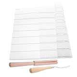 ARTSEWPLY Lienzo de Malla para Alfombra con Gancho de Madera Kit Completo para Manualidades DIY Incluye Herramienta de Gancho Cortador de Hilo y Tela para Tapicería y Bordado Artesanal