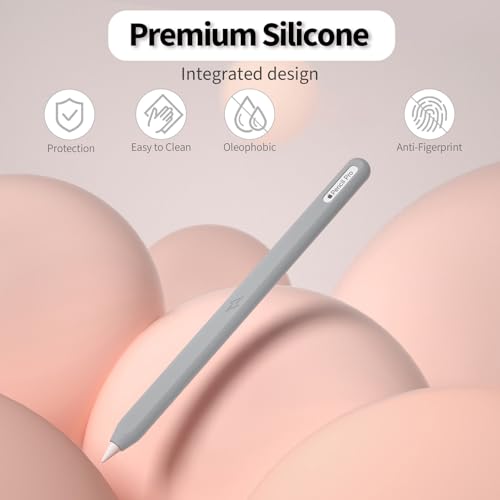 Image of Ultra Thin Protective Pencil Cover for Apple Pencil Pro &Apple Pencil 2nd Gen Silicone Case Sleeve Compatible with Apple Pencil Pro (Grey)