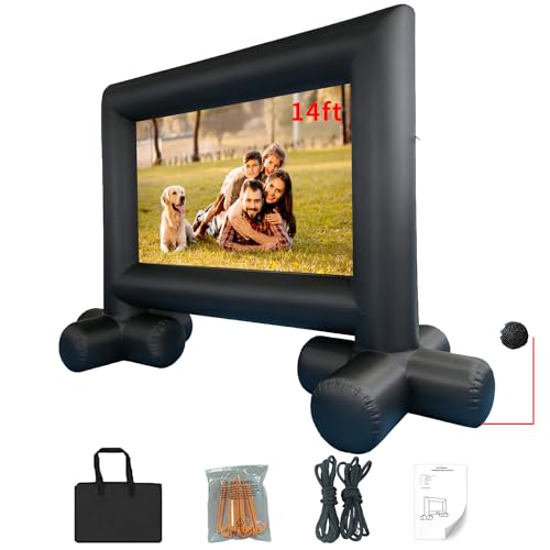 Image of JumpYeah 14ft Inflatable Movie Screen Outdoor Projector Screen with Inner Air Blower, Easy Set Up Screen for Backyard Movie Night Parties