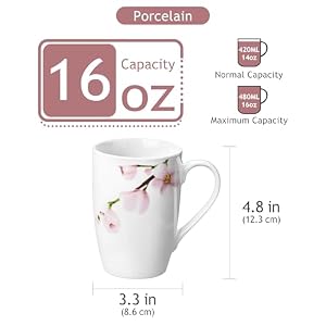 VEWEET Large Coffee Mugs Set of 6, 16 OZ Coffee Cups Set with Handle, Floral Mug Sets Ceramic Cup Set for Kitchen, Microwave& Dishwasher Safe, Series ANNIE VEWEET Large Coffee Mugs Set of 6 16 OZ Coffee Cups Set with Handle Floral Mug Sets Ceramic Cup Set for Kitchen Microwave Dishwasher Safe Series ANNIE