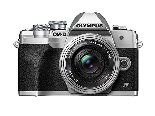 OLYMPUS OM-D E-M10 Mark IV Silver Body with Silver M.Zuiko Digital ED 14-42mm F3.5-5.6 EZ Lens Kit (Renewed)