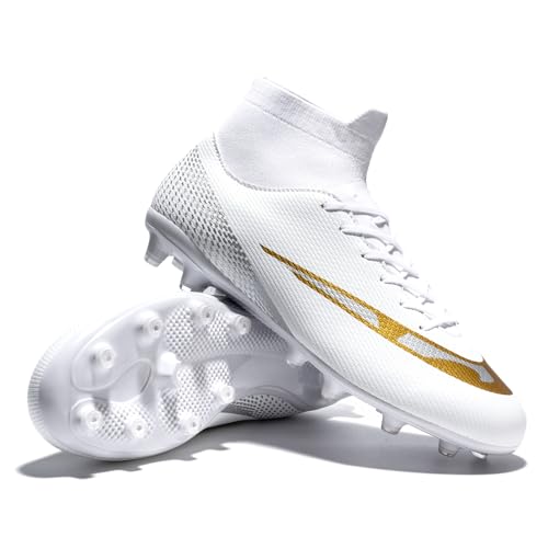 Wugehu Men’s Soccer Shoes Cleats Professional High Top Breathable Training Sneakers - Image 3