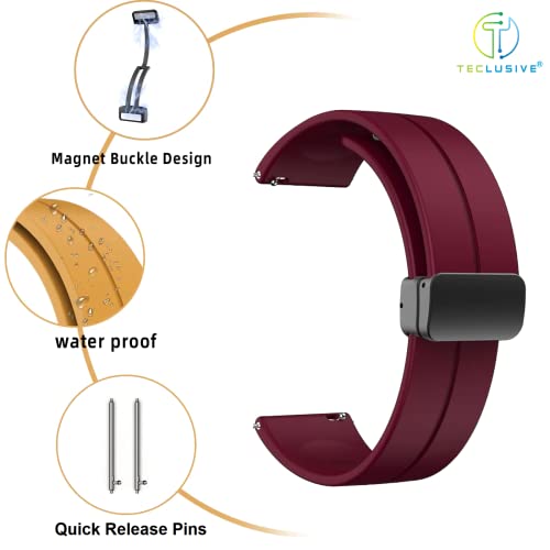 Image of T TECLUSIVE Premium Silicone Strap Band with Magnetic Lock 22mm Compatible for Galaxy Watch 3 45mm / Watch 46mm | S3 Frontier | Amazfit Stratos GTR | Fossil Gen 5 6 | Adjustable Silicon Band