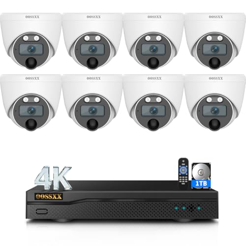 (2026 New) 4K Wired CCTV Security Camera System, 8CH HD DVR Kit, 4X Dome IP66 Indoor Outdoor Cameras...