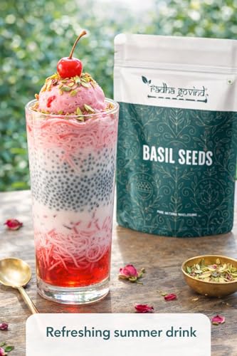 Image of Radha Govind Raw Basil Seeds for Eating 400 g High in Fiber and Omega3 Sabja Seeds