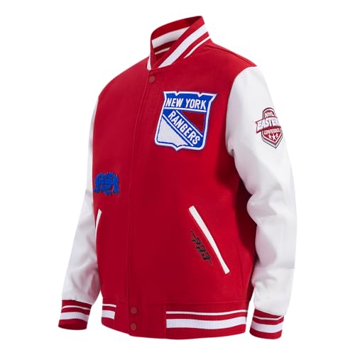 Pro Standard MENS NHL NEW YORK RANGERS OLD ENGLISH VARSITY JACKET RED/WHITE M