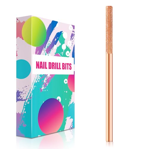 Nail Drill Bit 3/32'', Safety Carbide Cuticle Remover Drill Bit, 5X Coarse Grit to Extra Fine Grit, Electric Drill Bit for Nature Nail Bed File Cuticle Dead Skin Cleaning Nail Prepare (Rose Gold, 5XF)