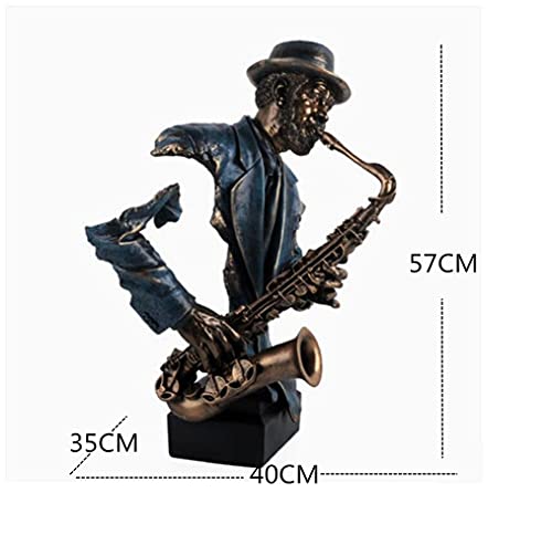 Statues Sculpture Figurines Statuettes,Creative Modern Resin Blue Music Saxophone Musician Bust Figure Figurine Sculpture Collectible,Ornaments Desktop Crafts Art Décor Statuettes For Indoor Living #TOP3