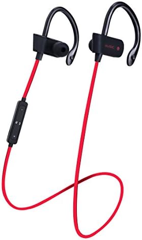 Foreverrise Bluetooth Headphones, Wireless 4.1 Sweatproof Earhook In-Ear Noise Cancelling Stereo Earphones, Secure Fit for Sports with Hands-free Mic (Red)
