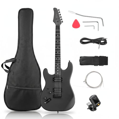 Image of Ktaxon Left-Handed Electric Guitar, Full Size Solid Body Guitars, Matte Black