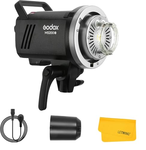 Godox MS200V MS200-V 200Ws Studio Flash 2.4G Wireless Strobe Light Monolight, Lightweight Compact and Durable, with 10W Modeling Lamp for Studio Portrait Photography Product Shooting
