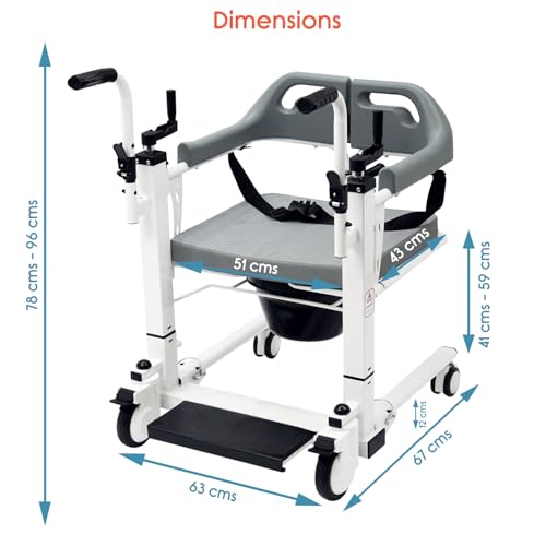 Image of KosmoCare Premium Imported Patient Lift & Transfer Wheelchair For Bedridden Patient (51 cms)