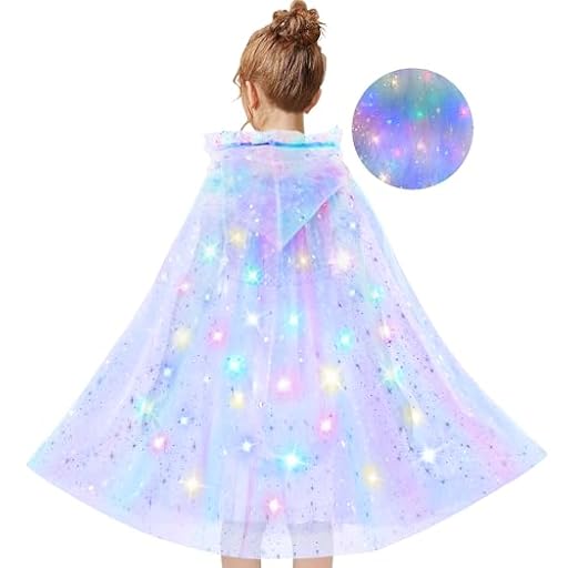 Goenb - Capa de princesa iluminada, disfraz de princesa con capucha LED para niñas de 3 a 10 años, ideal para regalos de cumpleaños | Ya disponible en tu tienda friki favorita! En mundofriki.es!