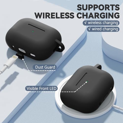 Image of Ljusmicker for AirPods Pro 3 Case 2025 with Cleaner Kit,Soft Silicone Protective Cover for Apple AirPods Pro 3rd Generation Cases for Women Men,for AirPod Pro 3 Cover with Keychain-Magnetic Black