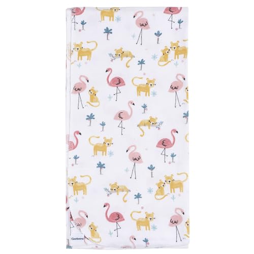 Image of Gerber Unisex Baby 100% Cotton Flannel Receiving Blankets 30x30 Inches (Pack of 4), Animal Geo Girl, One Size