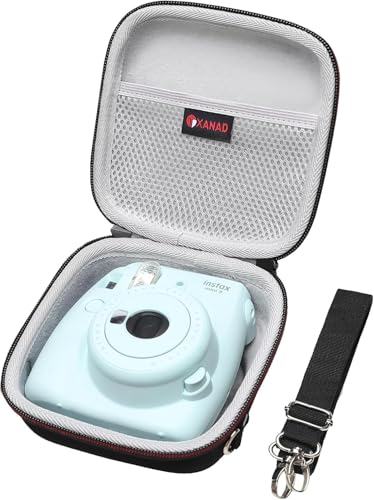XANAD Duro Caja Estuche Funda Fujifilm Instax Mini 13/12 / 11 Cámara Instantánea Correa Ajustable Extensible (Negro)