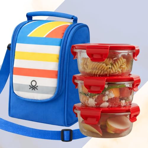 Image of United Colors of Benetton Lunch Bag Set 3 Glass Containers Insulated
