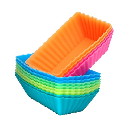 ERINGOGO 12 pezzi Stampi in Silicone per Muffin Rettangolari Pirottini Grandi Riutilizzabili per Dolci e Pasticciotti Facilità di Sformatura e Pulizia Materiali Alimentari Colore Casuale