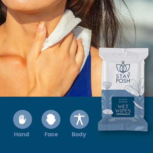 Image of Refreshing and Cleansing Wet Wipes for face body & hands | ALCOHOL FREE | PARABEN FREE | SILICON FREE | PH Balanced | Pack of 100 Single Wipes (100). (LARGE, OCEAN BREEZE)