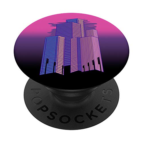 Pink Violet City Retro Metropolitan Town City Dweller Gift PopSockets Grip and Stand for Phones and Tablets