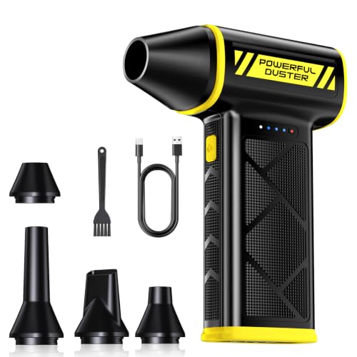 HolyPoint Compressed Air Duster, 110000RPM Ultra-Powerful Electric Air Duster, 3-Speed Cordless Turbo Air Blower, Rechargeable Dust Cleaner for Car Detailing, Keyboard, PC, Home & Outdoor