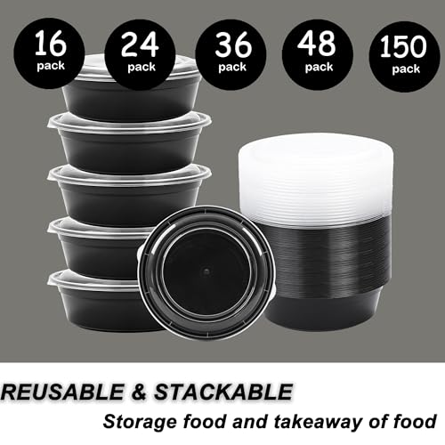 Image of LOKATSE HOME 32 oz Round Meal Prep Containers with Lids 48 Pack Food Storage Bento Box Microwave Dishwasher Freezer Safe